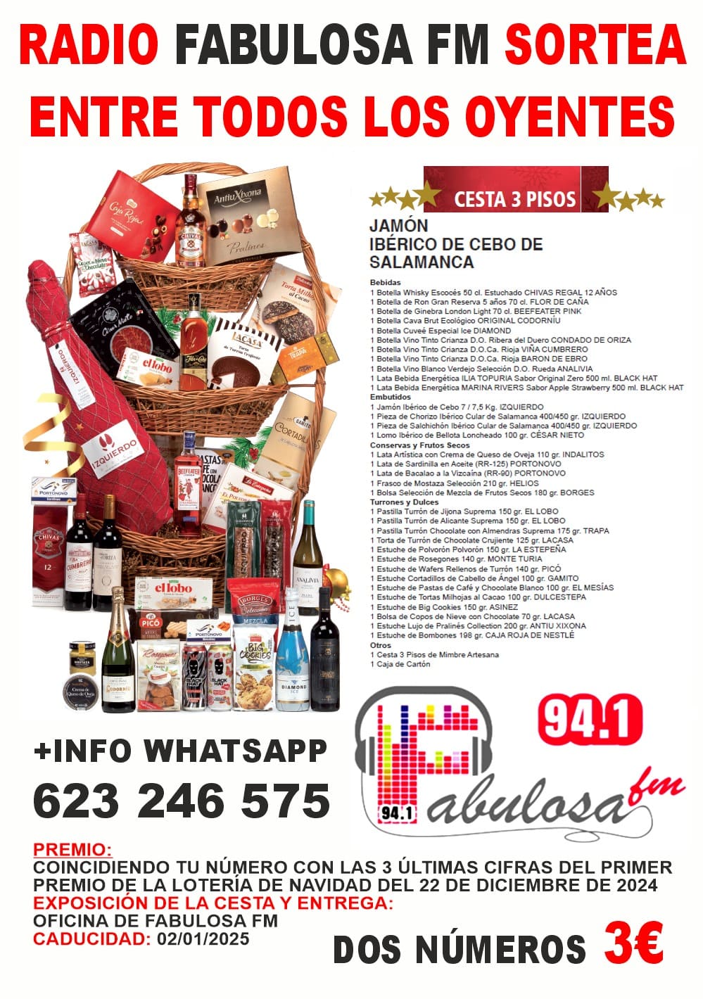 Cartel sorteo navidad Fabulosa FM 2024